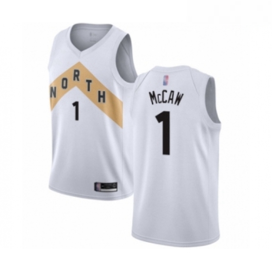 Mens Toronto Raptors 1 Patrick McCaw Swingman White Basketball Jersey City Edition