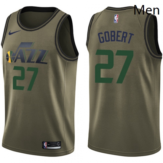 Mens Nike Utah Jazz 27 Rudy Gobert Swingman Green Salute to Service NBA Jersey