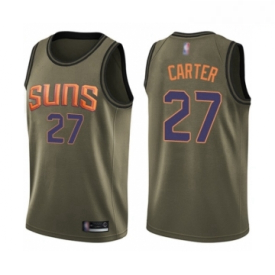 Mens Phoenix Suns 27 Jevon Carter Swingman Green Salute to Service Basketball Jersey