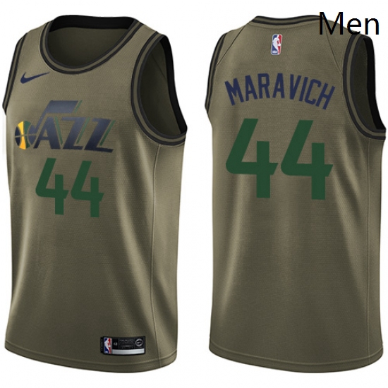 Mens Nike Utah Jazz 44 Pete Maravich Swingman Green Salute to Service NBA Jersey