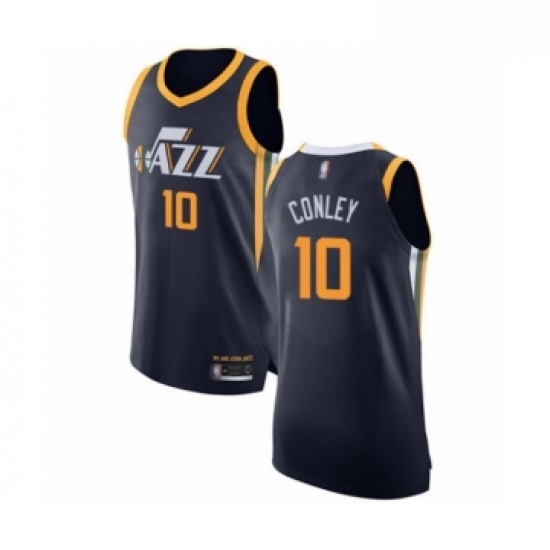 Mens Utah Jazz 10 Mike Conley Authentic Navy Blue Basketball Jersey Icon Edition