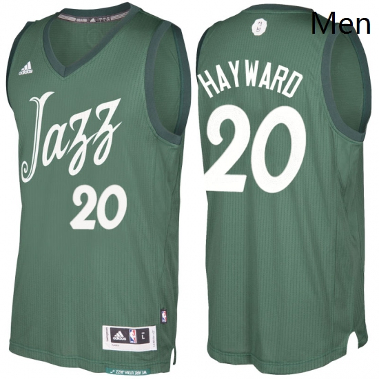 Mens Utah Jazz 20 Gordon Hayward adidas Green 2016 2017 Christmas Day NBA Swingman Jersey