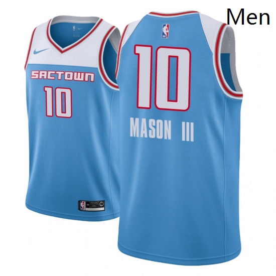 Men NBA 2018 19 Sacramento Kings 10 Frank Mason III City Edition Blue Jersey