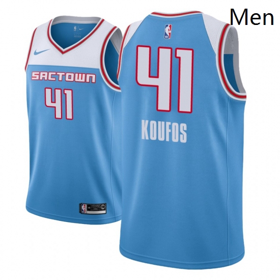 Men NBA 2018 19 Sacramento Kings 41 Kosta Koufos City Edition Blue Jersey