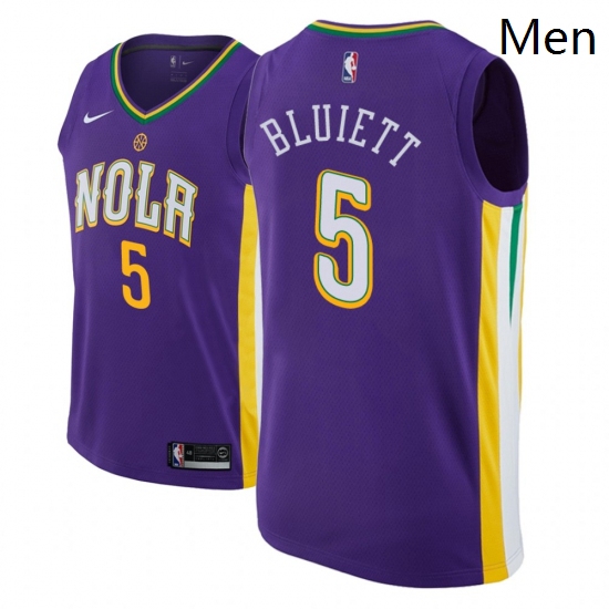 Men NBA 2018 19 New Orleans Pelicans 5 Trevon Bluiett City Edition Purple Jersey