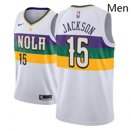 Men NBA 2018 19 New Orleans Pelicans 15 Frank Jackson City Edition White Jersey