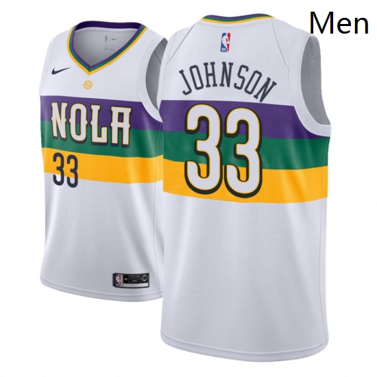 Men NBA 2018 19 New Orleans Pelicans 33 Wesley Johnson City Edition White Jersey