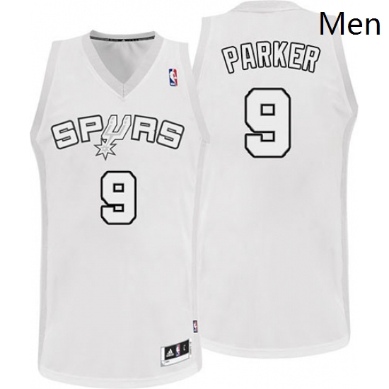 Mens Adidas San Antonio Spurs 9 Tony Parker Authentic White Winter On Court NBA Jersey