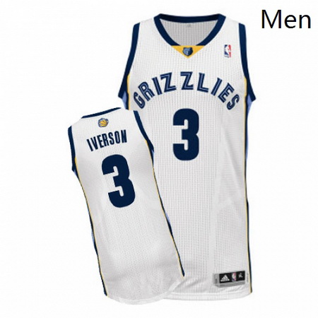 Mens Adidas Memphis Grizzlies 3 Allen Iverson Authentic White Home NBA Jersey