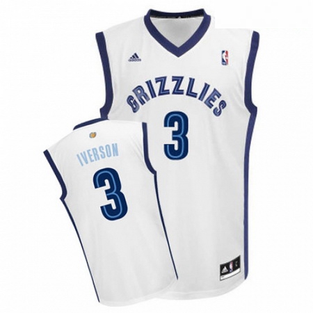 Mens Adidas Memphis Grizzlies 3 Allen Iverson Swingman White Home NBA Jersey