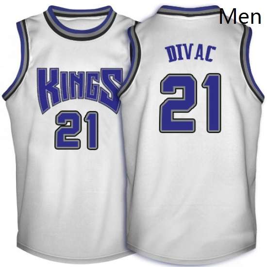 Mens Adidas Sacramento Kings 21 Vlade Divac Authentic White Throwback NBA Jersey