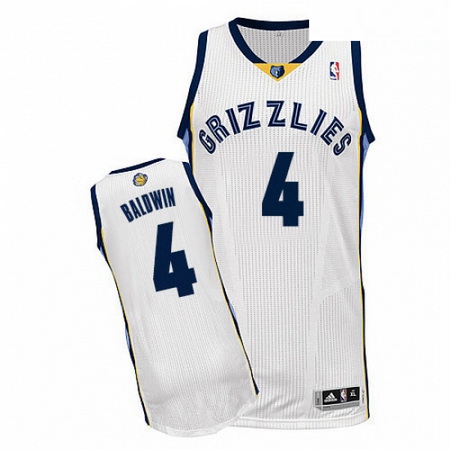 Mens Adidas Memphis Grizzlies 4 Wade Baldwin Authentic White Hom