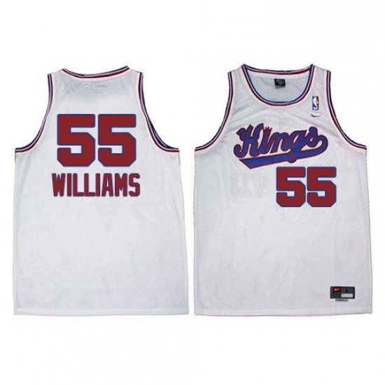 Mens Adidas Sacramento Kings 55 Jason Williams Swingman White New Throwback NBA Jersey