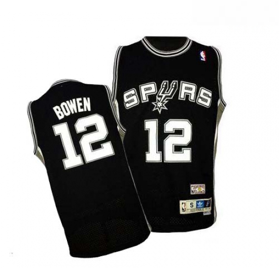 Mens Adidas San Antonio Spurs 12 Bruce Bowen Authentic Black Throwback NBA Jersey