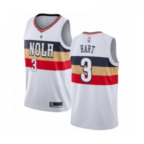 Mens New Orleans Pelicans 3 Josh Hart White Swingman Jersey Earn