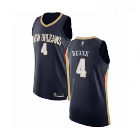 Mens New Orleans Pelicans 4 JJ Redick Authentic Navy Blue Basketball Jersey Icon Edition