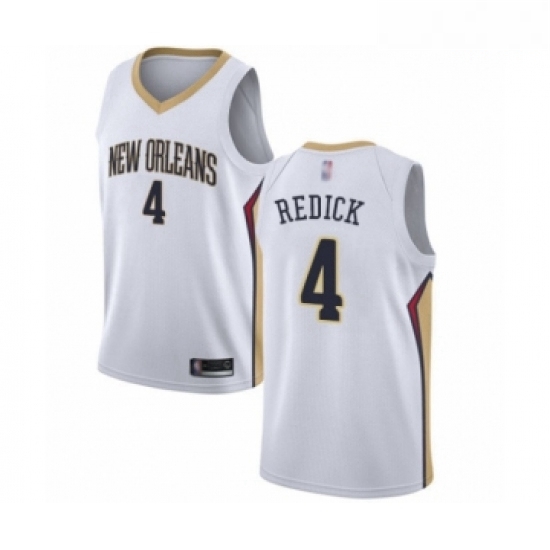 Mens New Orleans Pelicans 4 JJ Redick Authentic White Basketball Jersey Association Edition