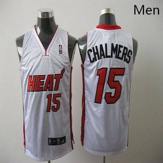 Heat 15 Mario Chalmers White Stitched NBA Jerse