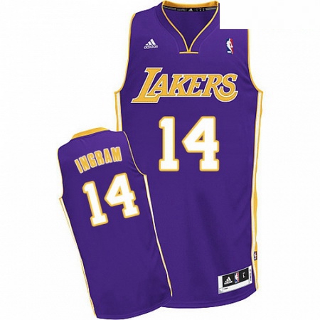 Mens Adidas Los Angeles Lakers 14 Brandon Ingram Swingman Purple Road NBA Jersey