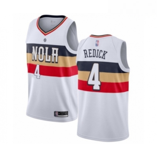 Mens New Orleans Pelicans 4 JJ Redick White Swingman Jersey Earn