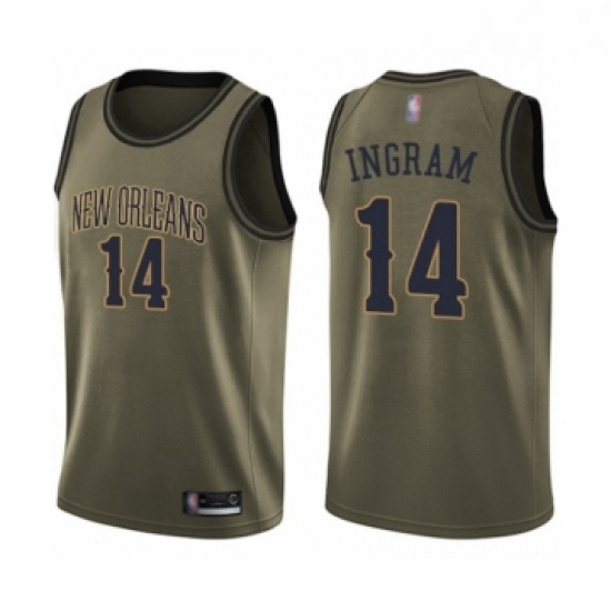 Mens New Orleans Pelicans 14 Brandon Ingram Swingman Green Salute to Service Basketball Jersey