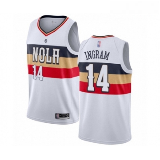 Mens New Orleans Pelicans 14 Brandon Ingram White Swingman Jersey Earned Editio