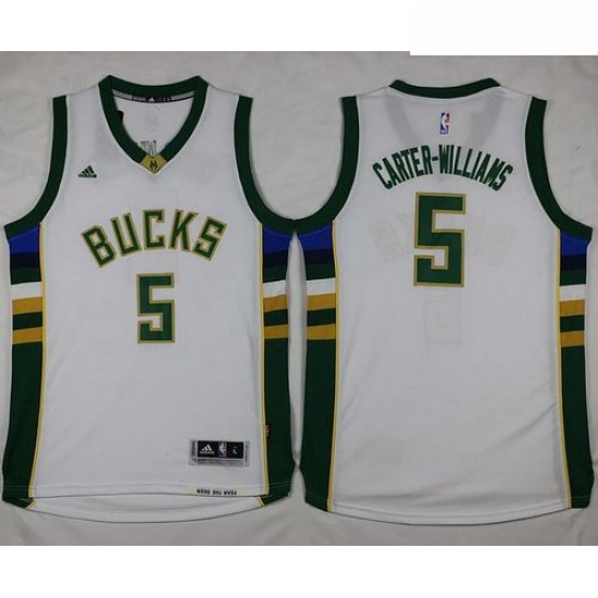 Bucks 5 Michael Carter Williams White Stitched NBA Jersey