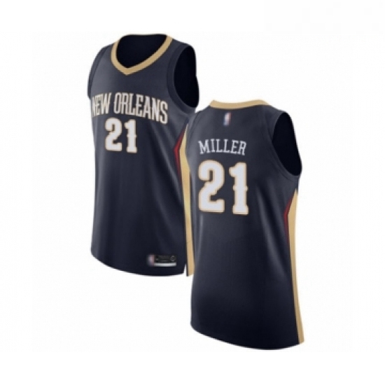 Mens New Orleans Pelicans 21 Darius Miller Authentic Navy Blue Basketball Jersey Icon Edition