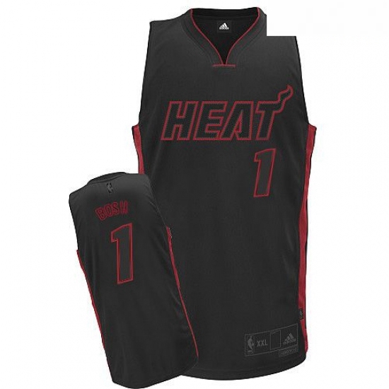 Mens Adidas Miami Heat 1 Chris Bosh Authentic Black BlackRed No NBA Jersey