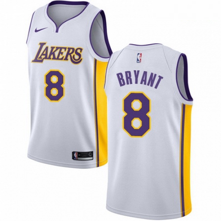 Mens Nike Los Angeles Lakers 8 Kobe Bryant Authentic White NBA J