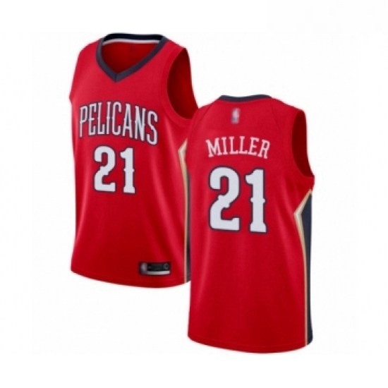 Mens New Orleans Pelicans 21 Darius Miller Authentic Red Basketball Jersey Statement Edition