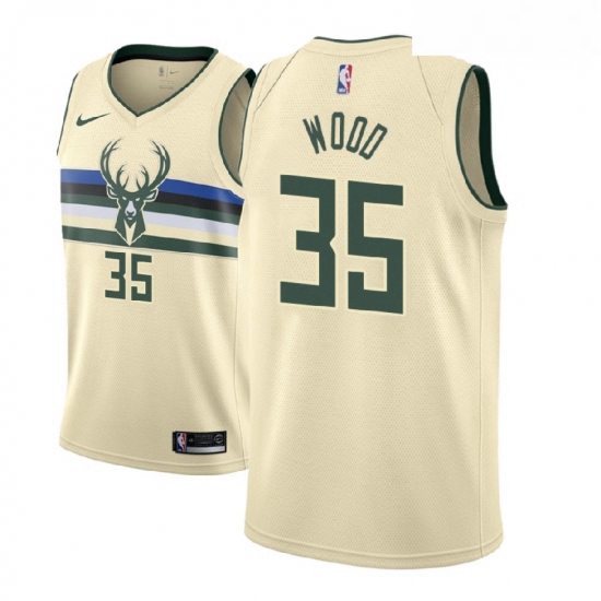 Men NBA 2018 19 Milwaukee Bucks 35 Christian Wood City Edition Cream Jersey