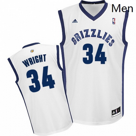 Mens Adidas Memphis Grizzlies 34 Brandan Wright Swingman White Home NBA Jersey