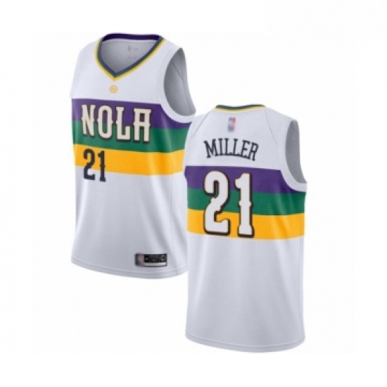 Mens New Orleans Pelicans 21 Darius Miller Authentic White Basketball Jersey City Edition