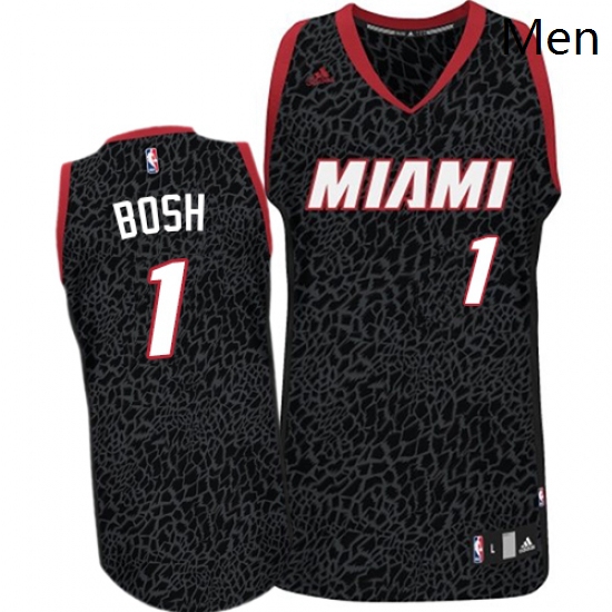 Mens Adidas Miami Heat 1 Chris Bosh Authentic Black Crazy Light NBA Jersey