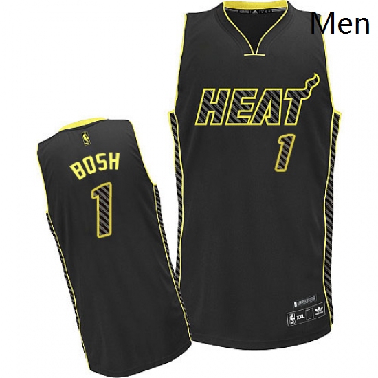 Mens Adidas Miami Heat 1 Chris Bosh Authentic Black Electricity 