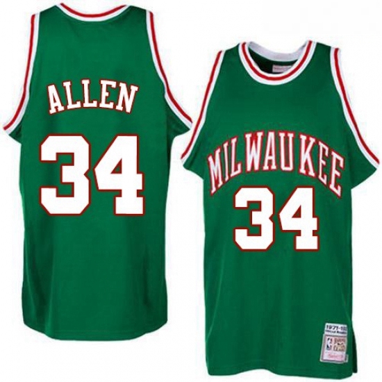 Mens Adidas Milwaukee Bucks 34 Ray Allen Authentic Green Throwback NBA Jersey