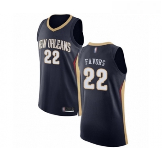 Mens New Orleans Pelicans 22 Derrick Favors Authentic Navy Blue Basketball Jersey Icon Edition