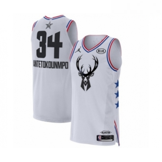 Mens Jordan Milwaukee Bucks 34 Giannis Antetokounmpo Authentic White 2019 All Star Game Basketball J