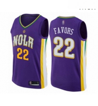 Mens New Orleans Pelicans 22 Derrick Favors Authentic Purple Basketball Jersey City Edition