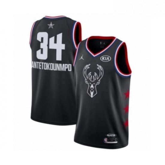 Mens Jordan Milwaukee Bucks 34 Giannis Antetokounmpo Swingman Black 2019 All Star Game Basketball Je