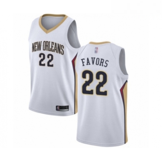 Mens New Orleans Pelicans 22 Derrick Favors Authentic White Basketball Jersey Association Edition