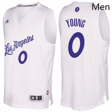 Mens Los Angeles Lakers 0 Nick Young 2016 2017 Christmas Day White NBA Swingman Jersey