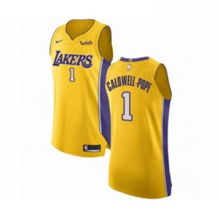 Mens Los Angeles Lakers 1 Kentavious Caldwell Pope Authentic Gold Home Basketball Jersey Icon Editio