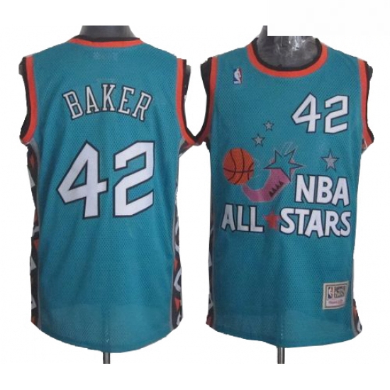 Mens Mitchell and Ness Milwaukee Bucks 42 Vin Baker Swingman Light Blue 1996 All Star Throwback NBA 