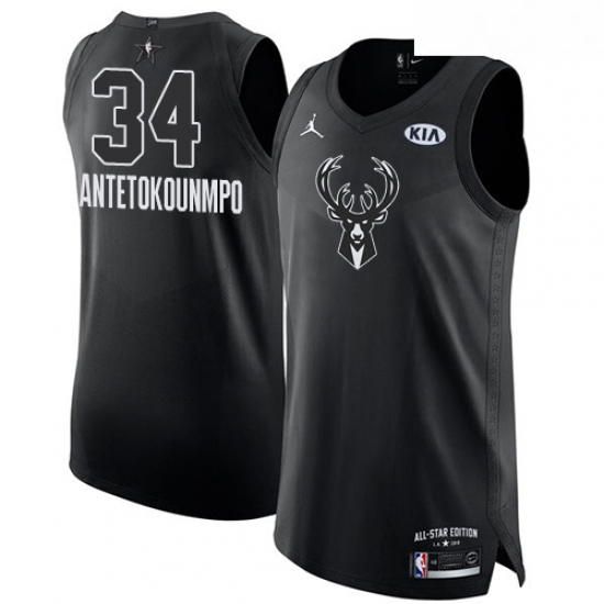 Mens Nike Jordan Milwaukee Bucks 34 Giannis Antetokounmpo Authentic Black 2018 All Star Game NBA Jer