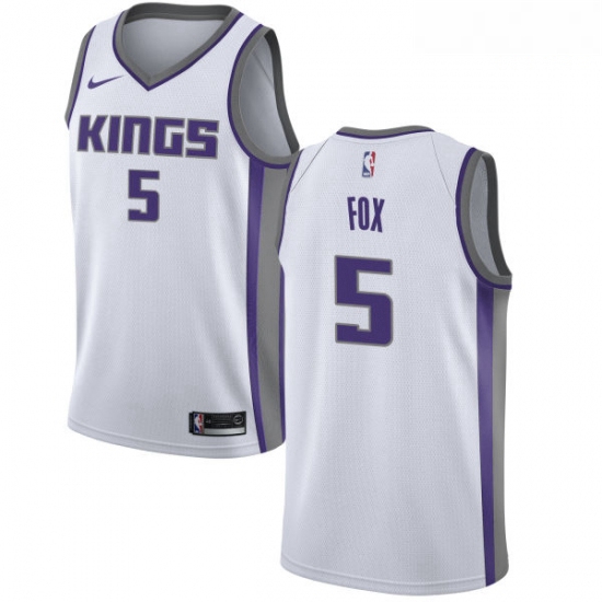 Mens Nike Sacramento Kings 5 DeAaron Fox Authentic White NBA Jersey Association Edition