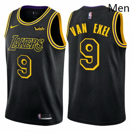 Mens Nike Los Angeles Lakers 9 Nick Van Exel Authentic Black City Edition NBA Jersey