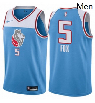 Mens Nike Sacramento Kings 5 DeAaron Fox Swingman Blue NBA Jersey City Edition