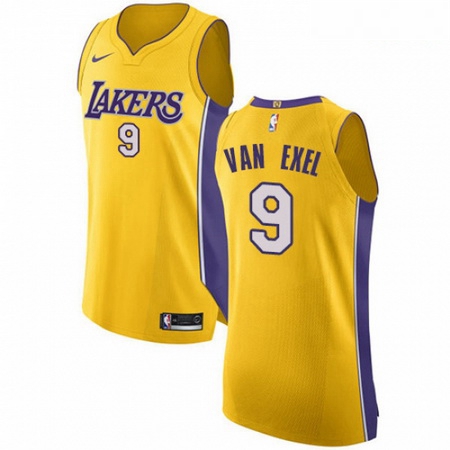 Mens Nike Los Angeles Lakers 9 Nick Van Exel Authentic Gold Home